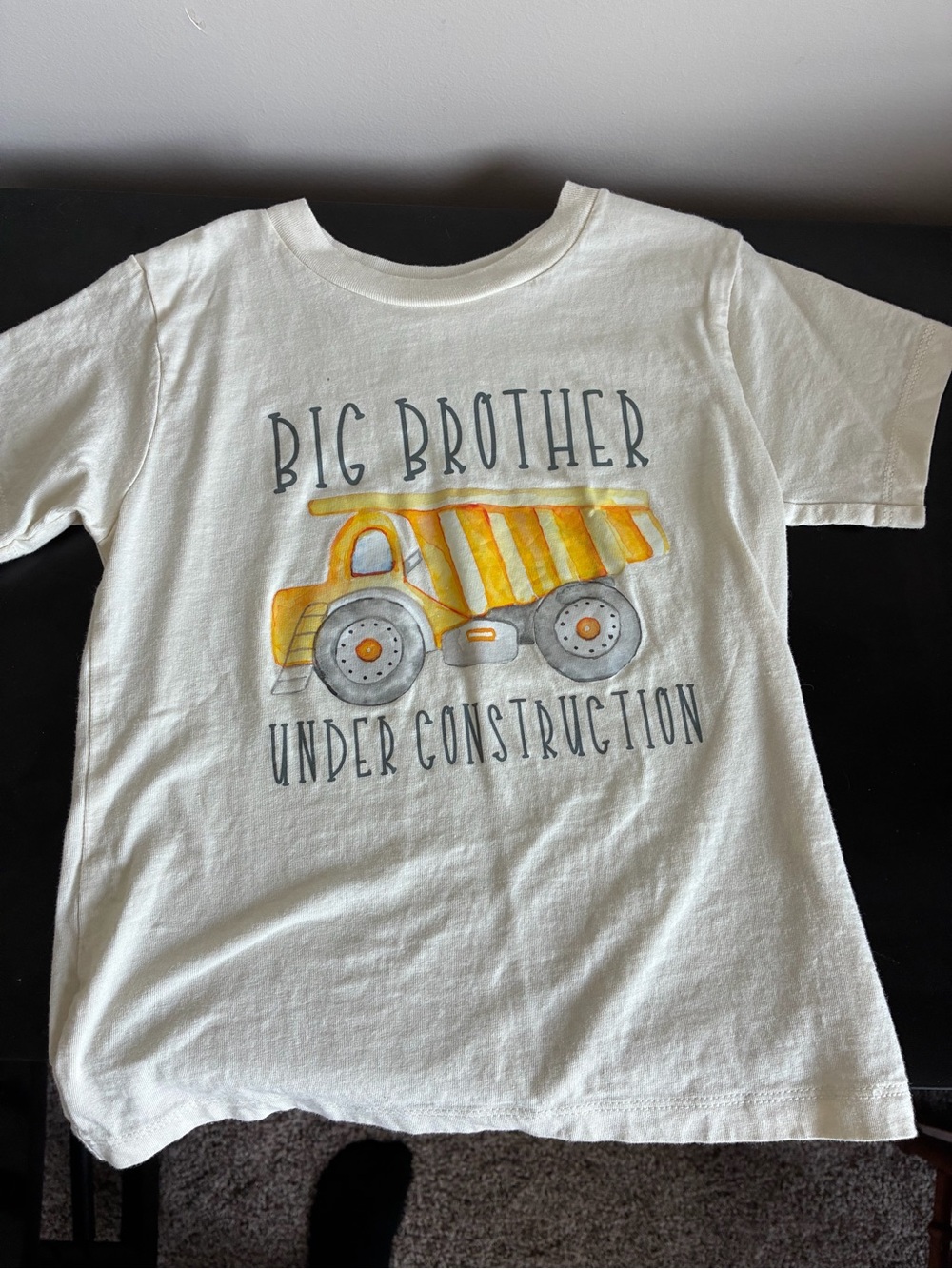 Bella Canvas White Tee with Yellow Dump Truck and Gray Text
